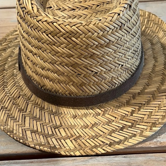 New with Tags Brixton Natural Straw Fedora with Brown Band. Size Medium - Picture 7 of 8
